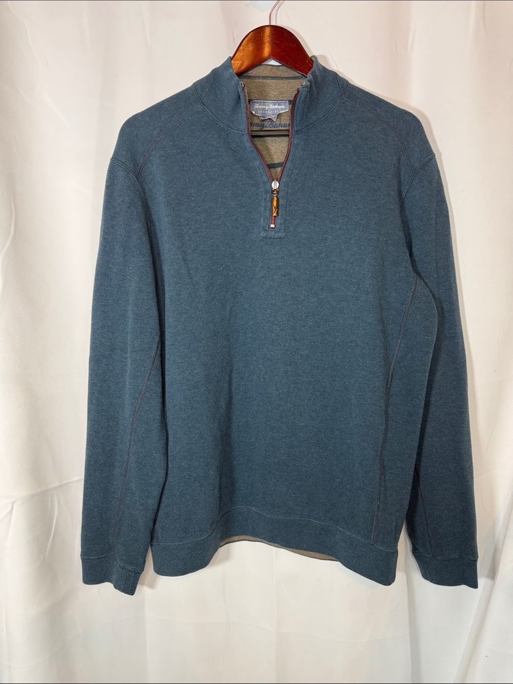 Tommy Bahama Men's Teal Quarter-Zip Pullover Sweater